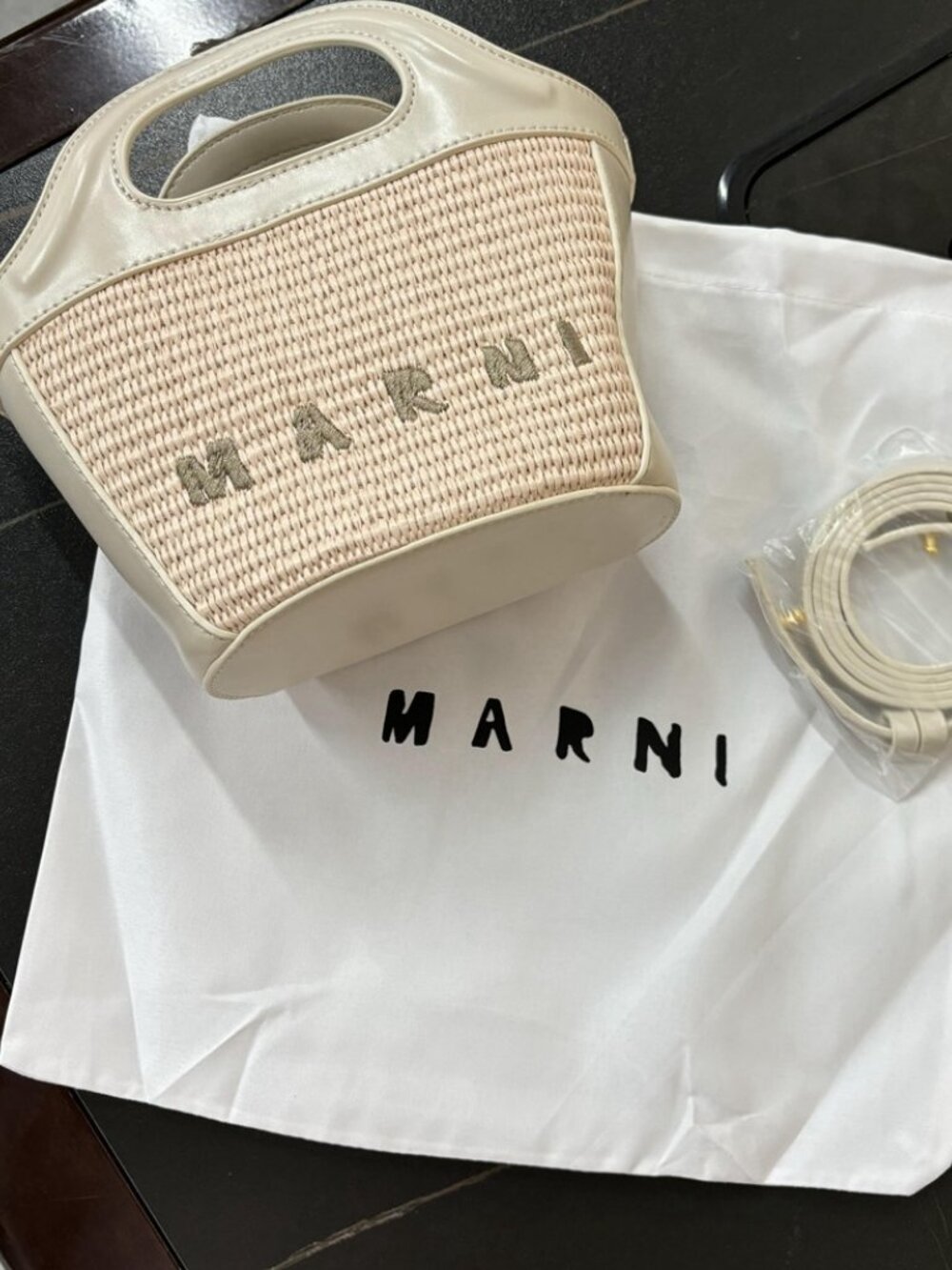 Marni - Beige - Woven Basket - Mini Crossbody Bag
